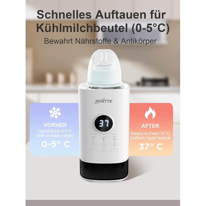 Підігрівач для пляшечок KOSTTE - універсальний, для грудного молока та суміші (білий)