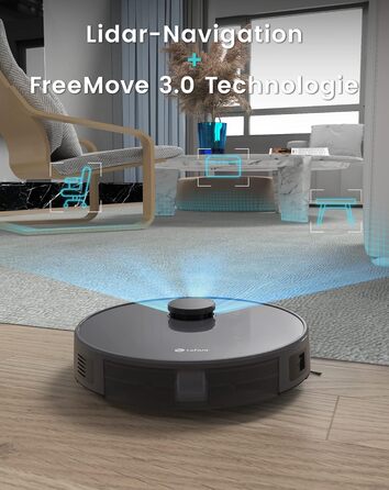 Робот-пилосос LEFANT M1 з функцією миття, 5500Pa, 200хв роботи, мапінг, зони заборони, для шерсті тварин, килимів та твердих підлог