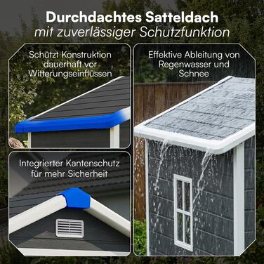 Сарай садовий STEELSØN Novara 192x92x151 см - пластиковий, з вікном, під дерево, темно-сірий, дах двосхилий