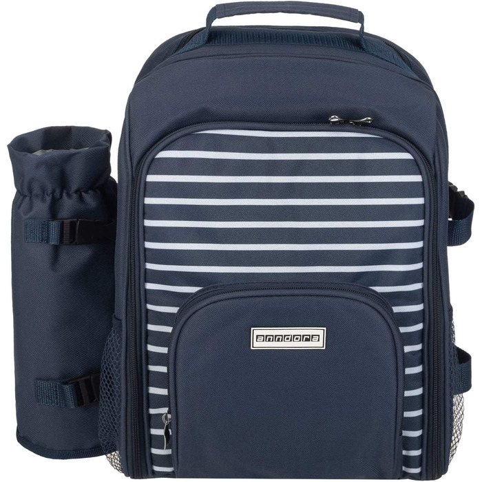 Набір для пікніка Anndora 15 предметів: рюкзак, деки, аксесуари, блакитно-білий, Navy Blue White Set