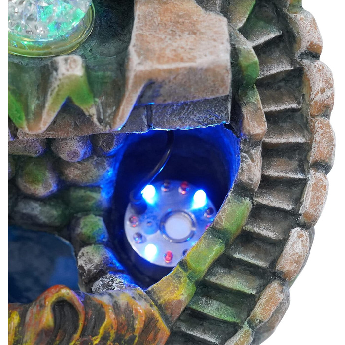 Настільний фонтанчик для дому та офісу з LED-підсвічуванням та розпилювачем, декоративний каскадний фонтан з кришталевою кулею