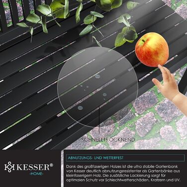 Садова лавка KESSER® з дерева для 3-4 осіб, анодований антрацит 125 см, стійка до погодних умов, витримує до 320 кг, з чохлом для балкона, тераси та саду