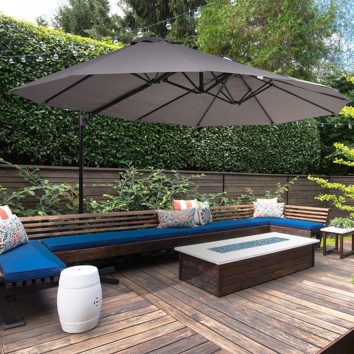 Консольна парасолька Outsunny Double Parasol з регульованою садовою парасолькою Sunshade Metal Dark Grey 440 x 270 x 250 см | Аосом