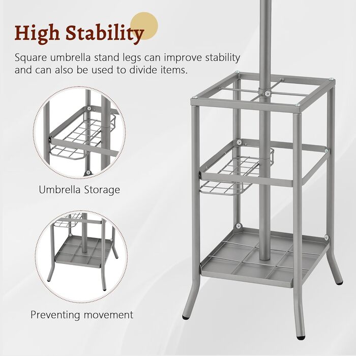 Вішалка для одягу FAVOOOSTY з підставкою для парасольки, 12 гачків, стійка, вішалка для пальто, для вітальні, спальні, срігау