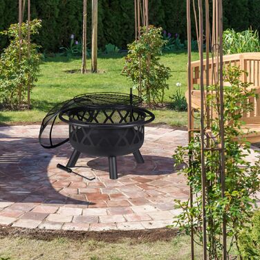 Вогнище Relaxdays з грилем та захистом від іскор