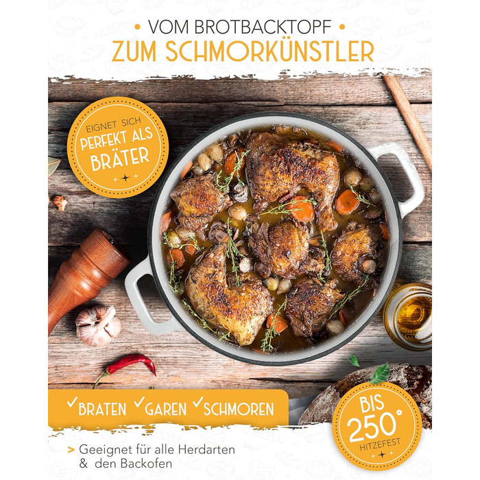 Форма для випікання хліба з чавуну з кришкою Krustenzauber, 28 см, 4.7л, емальована