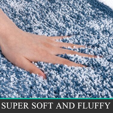 М'який килимок для ванної кімнати Pauwer, комплект з 2 шт., водопоглинаючий, для ванни та туалету, антиковзаючі, можна прати в пральній машині, блакитний, 50 x 80 + 50 x 60 см