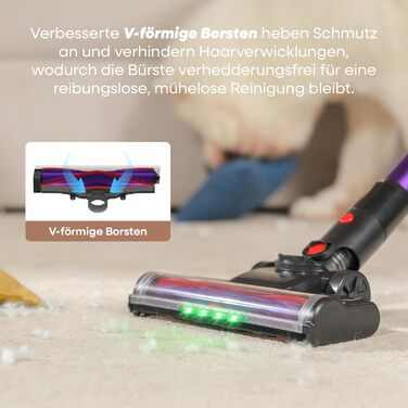 Бездротовий акумуляторний пилосос UNINELL HOME 48000Pa, 550W, 65 хвилин роботи, LED-дисплей, антизаплутувальна щітка, тиха робота, для килимів, твердих підлог та шерсті тварин (фіолетовий)