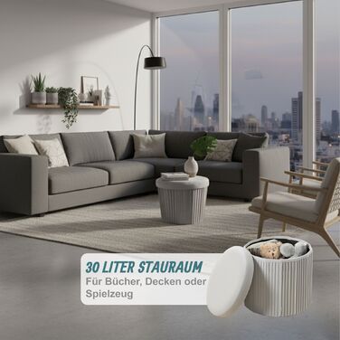 Relaxdays Пуф із оксамиту з об'ємом 30 літрів для зберігання