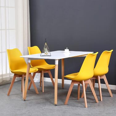 Обідня група GrandCA HOME з 6 стільців: комплект для вітальні, кухні, офісу (6 бежевих стільців + 1 білий стіл)