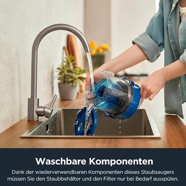 Пылесос Eureka WhirlWind без мешка, потужний, компактний та легкий, для твердих підлог та килимів, HEPA-фільтр, радіус дії 8м, 700W, об'єм 1,5л, блакитний