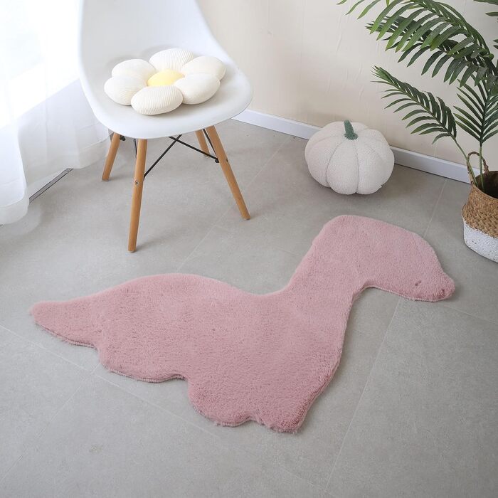 Дитячий килимок SIMPEX Shaggy Dino Shape 80 х 100 см Pink Runner - Kuntsfur Килимок для дитячої Ігровий килимок антиалергенний і екстра м'який - Килимки для дитячої кімнати для хлопчика і дівчинки Дитячий килимок