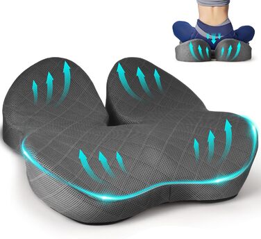 Подушка для сидіння Fwiull з Memory Foam: ергономічна, для автомобіля, дивана, офісу, сірого кольору