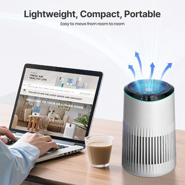 Повітряочисник для спальні, офісу, кімнати для курців, для алергіків, білий, 1 шт., 3 режими