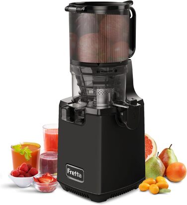 Фреш-прес Fretta Slow Juicer: Швидкий та Зручний Електричний Соковитискач для Овочів та Фруктів (1.8л, 250W, Чорний)