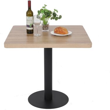 Кухонний стіл Mingone 80x80 см з дерев'яною стільницею та металевими ніжками. Квадратний стіл для кухні, вітальні, балкону або їдальні. Розміри: 80x80x75 см. Зі стилізованою під дуб стільницею.
