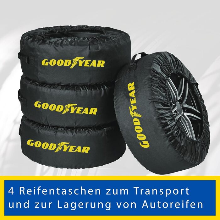 Сумки для шин Goodyear з 600D поліестеру, чорні, водовідштовхувальні, захист від УФ, набір 4 шт.