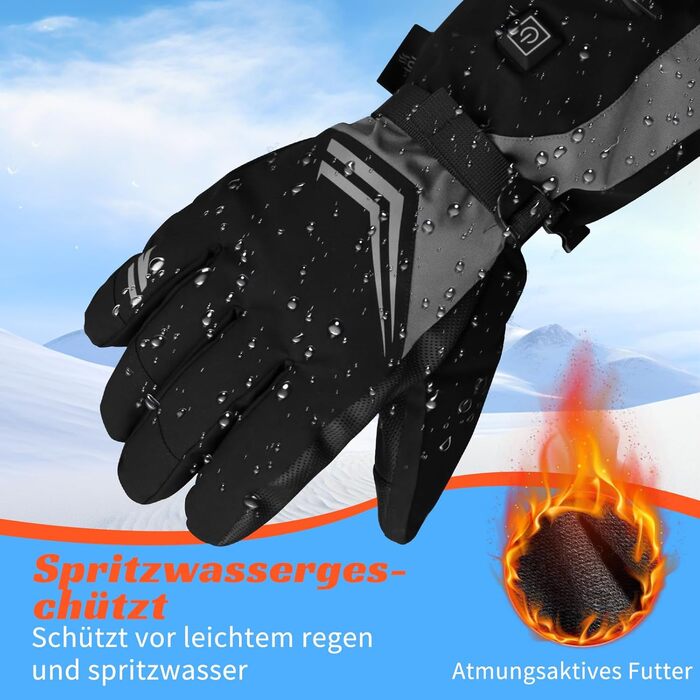 Електричні гріючі рукавички з акумулятором 7500mAh, OUTJUT для лижного спорту, чоловічі та жіночі, 3 режими нагріву, водонепроникні, з підтримкою сенсорного екрану, зимові рукавички, подарунок на Новий рік, розмір XL