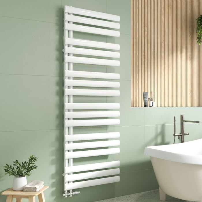 Електричний рушникосушар EMKE Oval 1120x400 мм, 408 Вт, білий (боковий підключення)