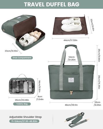 Сумка-мішок LOVEVOOK для жінок, 42L, водонепроникна, з відділенням для взуття, для подорожей, спортзалу, басейну, пологів, Ryanair