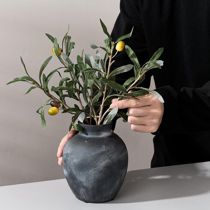 Керамічна ваза для квітів у стилі Богеми, 15.2 см, сіро-чорна, для декору дому, теракота