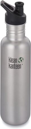 Пляшка з нержавіючої сталі Klean Kanteen зі спортивним ковпачком класичне срібло