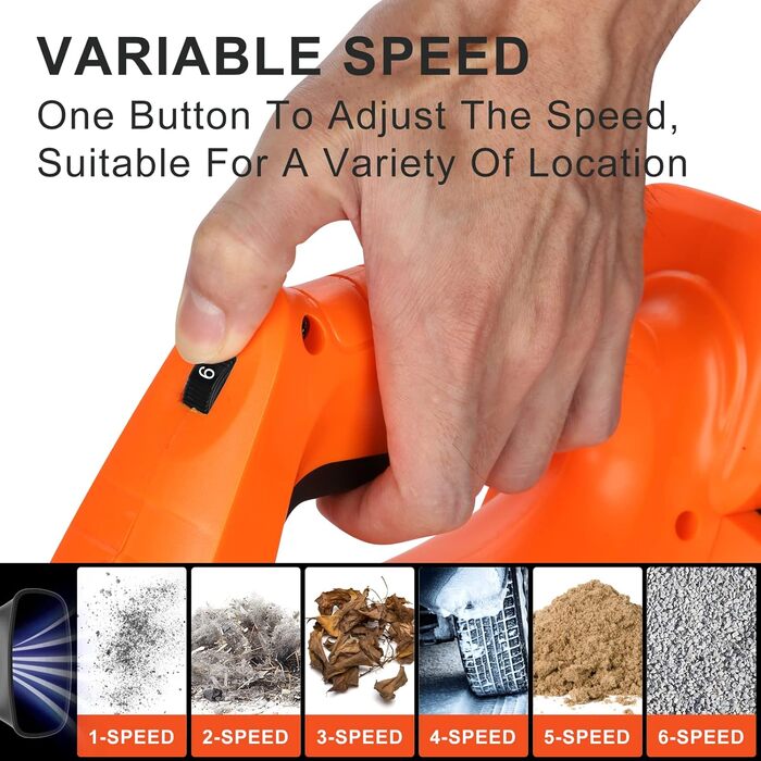 Акумуляторний повітродувач Bravolu 21V, 210 км/год, 4.0 Ah, 4000mAh, з зарядним пристроєм, 6 швидкостей