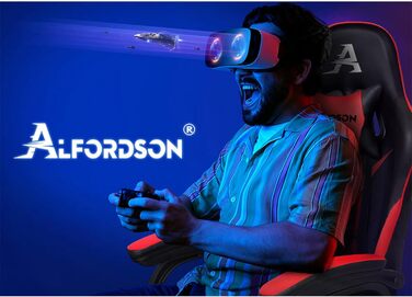 Ігрове крісло ALFORDSON з 8-точковим масажем і RGB LED підсвічуванням ергономічне червоне