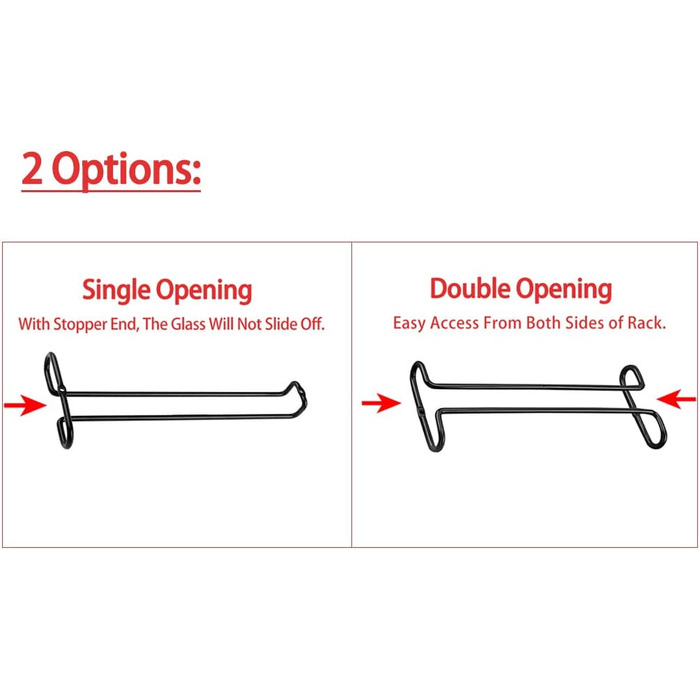 Настінна полиця для бокалів GeLive, 17,8 см, підставка для бокалів, 2 шт., чорний колір. Організатор для кухні та бару.