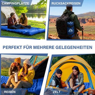 Кемпінговий надувний килимок Yuzonc Isomatte з вбудованим ножним насосом та подушкою, компактний легкий матрац для походів, туризму та пляжу (Blue231)