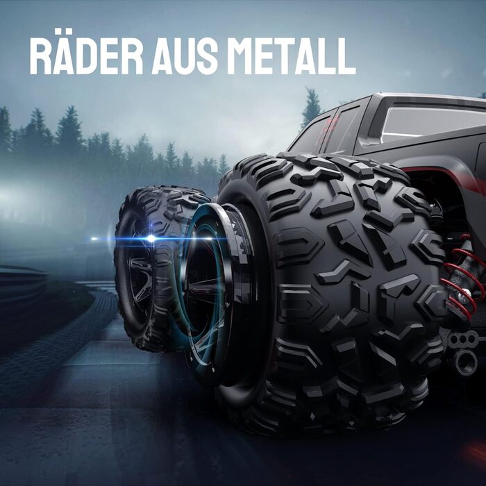 Радіокерований позашляховик DEERC 1:14 40 км/год, RC-трак 4x4 2.4 ГГц з LED фарами, іграшка-монстр-трак для хлопчиків, 2 акумулятори