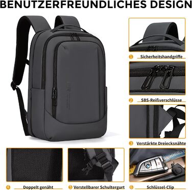 Рюкзак для ноутбука FENRUIEN 26L-38L, бізнес, 15.6 дюймів, USB-порт для зарядки, чорний