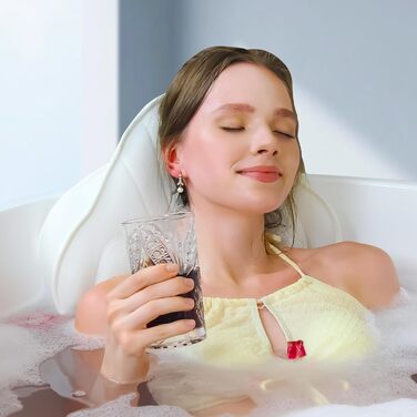 Подушка для ванни Luxus Dicke: повний корпус, підтримка голови, шиї та плечей. Комфорт, релаксація, спа-аксесуари. Ідеально для ванни (білий)