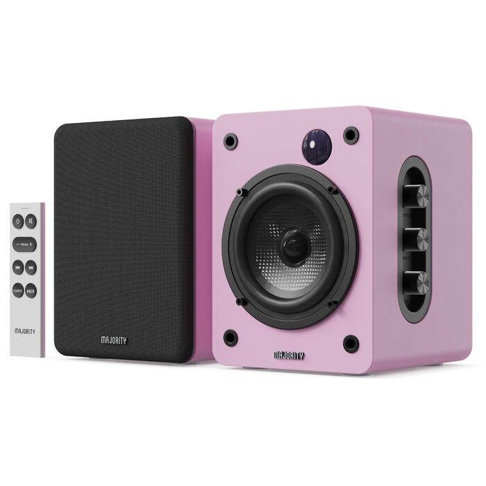 Активні Hi-Fi колонки Majority D50X 2.0, 60 Вт, Bluetooth 5.3, HDMI ARC, AUX, вуглецевий диффузор, для ПК та студії (Рожеві)