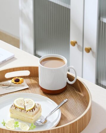 MALACASA Сервіз на 6 осіб (24 предмети) з реактивною глазур'ю, кераміка, серія TARA, білий з коричневими акцентами