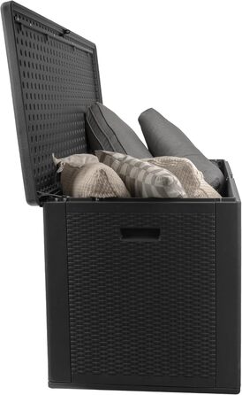 Скриня для зберігання речей Grindi Morus 570л - водонепроникна садові меблі, подушки, інструменти - для балкона, тераси, саду (Чорний)