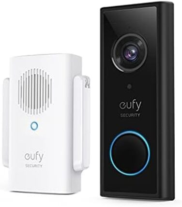 Відеодзвінок eufy Security 2K HD: Бездротова камера з дзвінком та дверною дзвінкою, AI-розпізнавання людей, акумуляторний, легка установка (відновлена)