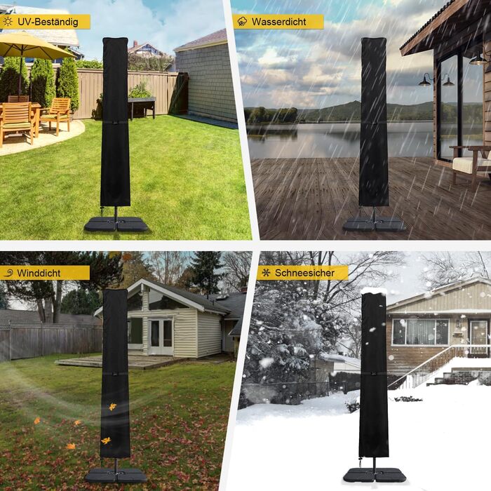 Захисний чохол для парасольки (400см) - водонепроникний, стійкий до УФ, для саду та ринку, чорний