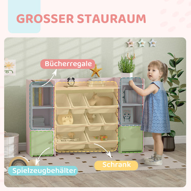 Поличка для іграшок та книжок AIYAPLAY для дітей, органайзер з 8 висувних коробок, рожевий