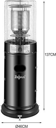 Газовий обігрівач Zelsius 'Zermatt' 11 кВт - для тераси, балкону та саду (Газовий балон не входить у комплект)