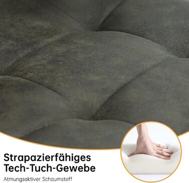 LEWE Комплект обідніх стільців для кухні та вітальні, зелені. Сучасні стільці з металевими ніжками та м'яким сидінням з технічної тканини (2 шт.)