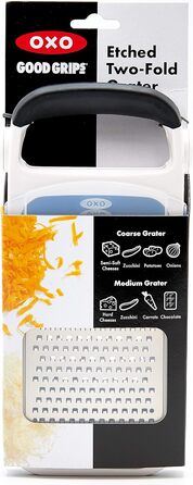 OXO Good Grips Двостороння тертка з контейнером для збору – для овочів та інших продуктів, срібна/чорна