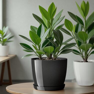 Набір квіткових горщиків KADAX (3 шт.): 20 см та 28 см, антрацит, пластик для дому