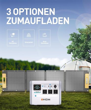 Сонячний генератор EHOM Power Station 512Wh LiFePO4 600 Вт, аварійне живлення для автофургону/дому/вулиці