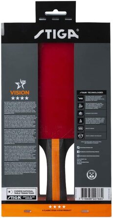 Ракетка для настільного тенісу Stiga Vision 4 зірки, Чорна / червона