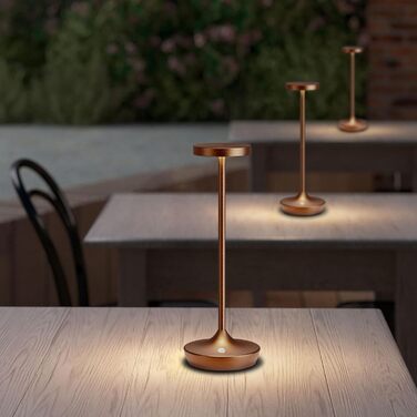 LED настільна лампа бездротова з димуванням, 3 кольори, 6000 mAh, IP54, для дому та кемпінгу (кава)