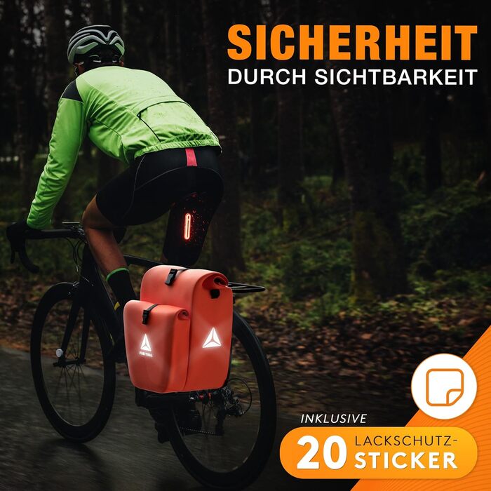 Може використовуватися як сумка-кофр і сумка через плече - 100 водонепроникний і світловідбиваючий багажник Багажник - Сумка для велосипеда (Traveller (з передньою кишенею), помаранчева), 27L -