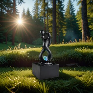 Кімнатний фонтан Zen'Light Amor чорного кольору з LED-підсвічуванням - сучасний декор, знімний елемент, закритий цикл, ротова куля, 31x14x14 см