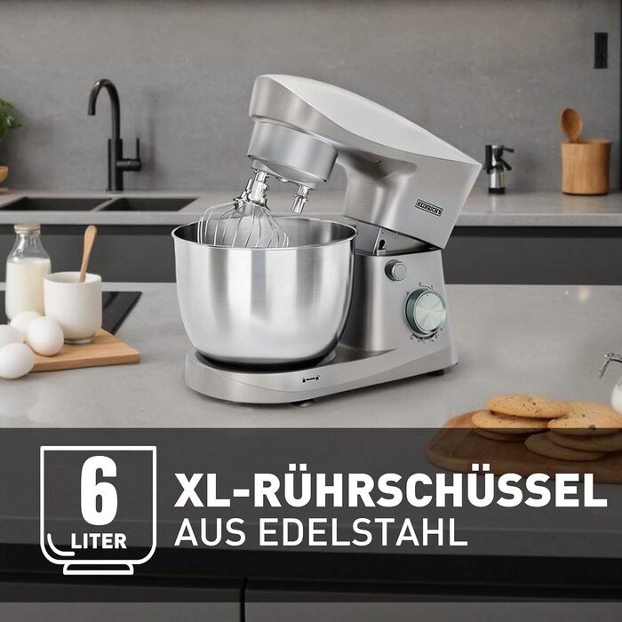 Кухонна машина Heinrich's 1500W з місткою чашею 6L (нержавіюча сталь)