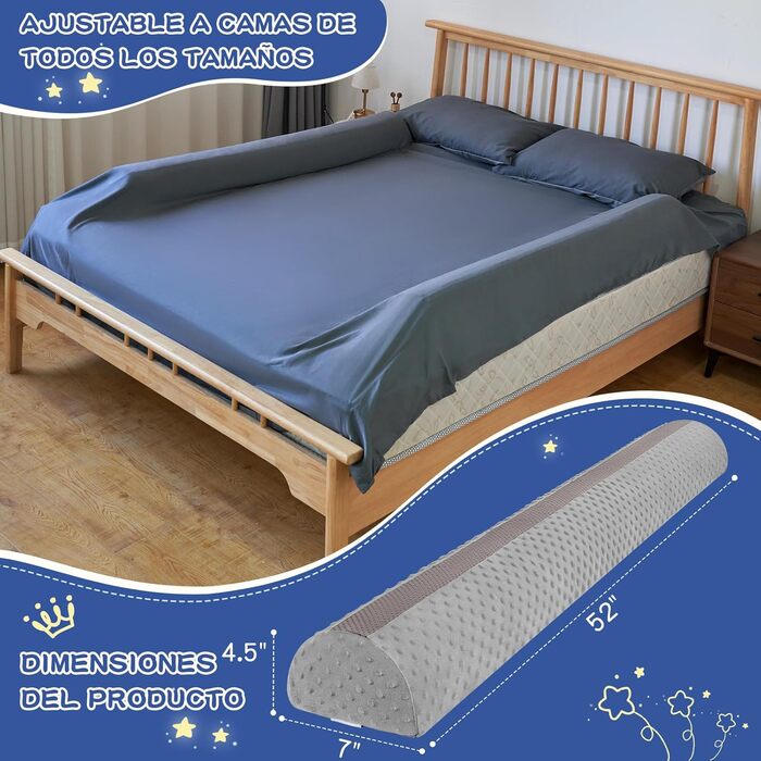 Бортик для ліжка дитячий захисний, сірий - запобігає випаданню (1 шт.)